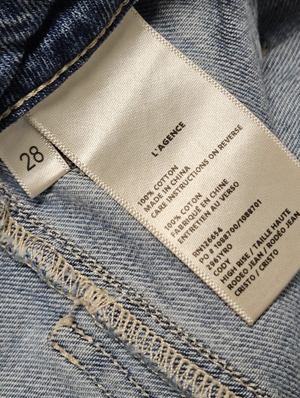 L'AGENCE CODY HIGH RISE RODEO JEANS 28 - Picture 7 of 7